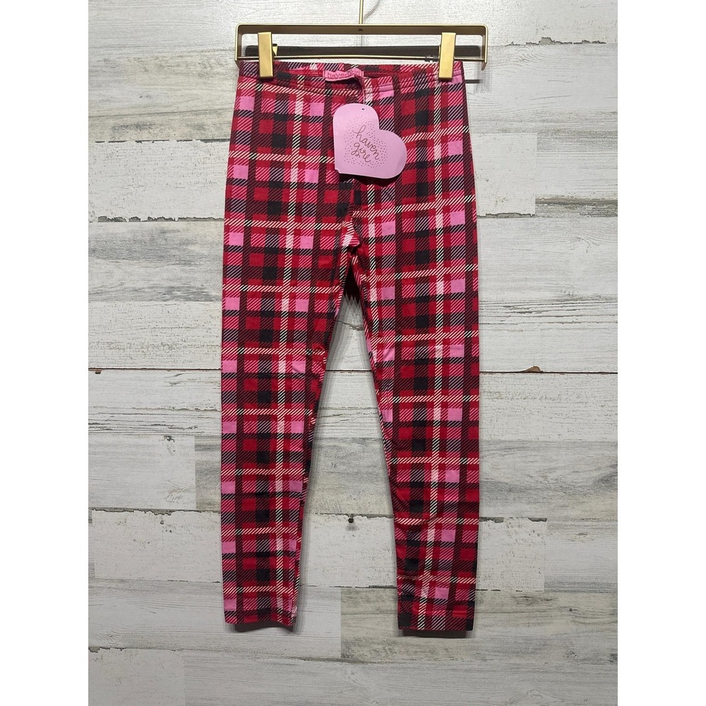 Haven Girl Leggings Girls Size 10 Red Pink Plaid Check Holiday NWT